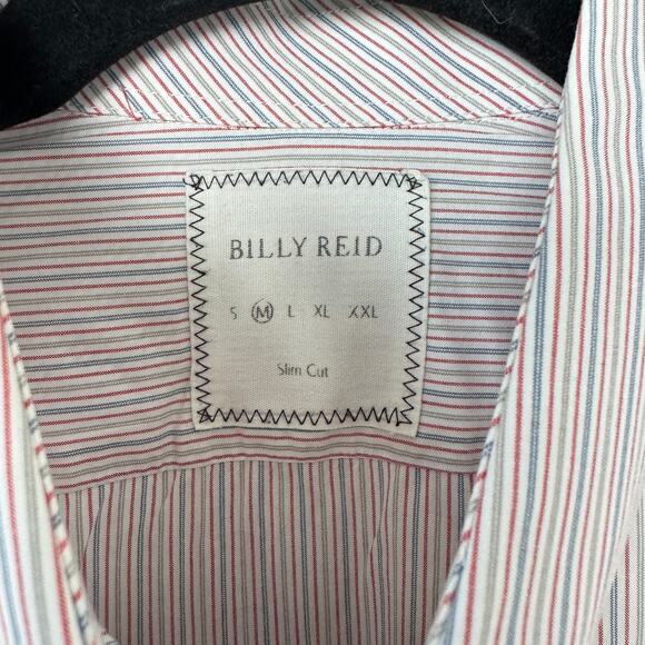 Billy Reid Red & Blue Striped Button Down Shirt Slim Fit Size Medium - Picture 2 of 8